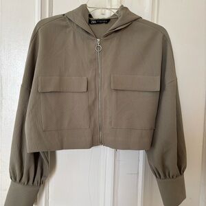 Zara Olive Utility Jacket with Hood